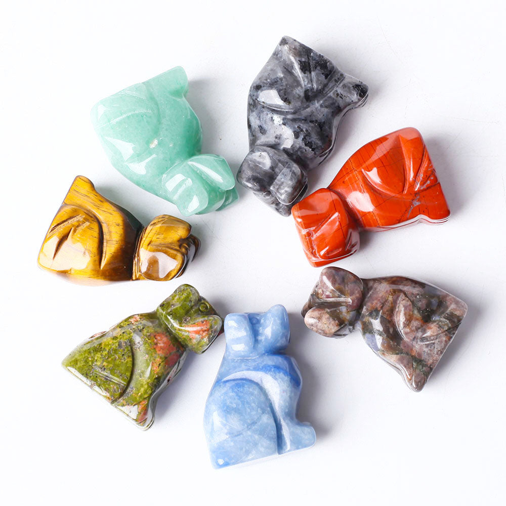 Hand Carved Polished Crystal Dog Figurine 1.5 Inch