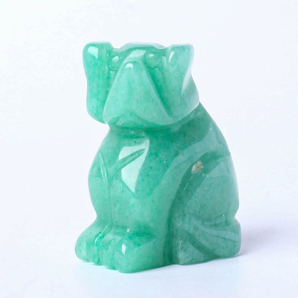 Hand Carved Polished Crystal Dog Figurine 1.5 Inch