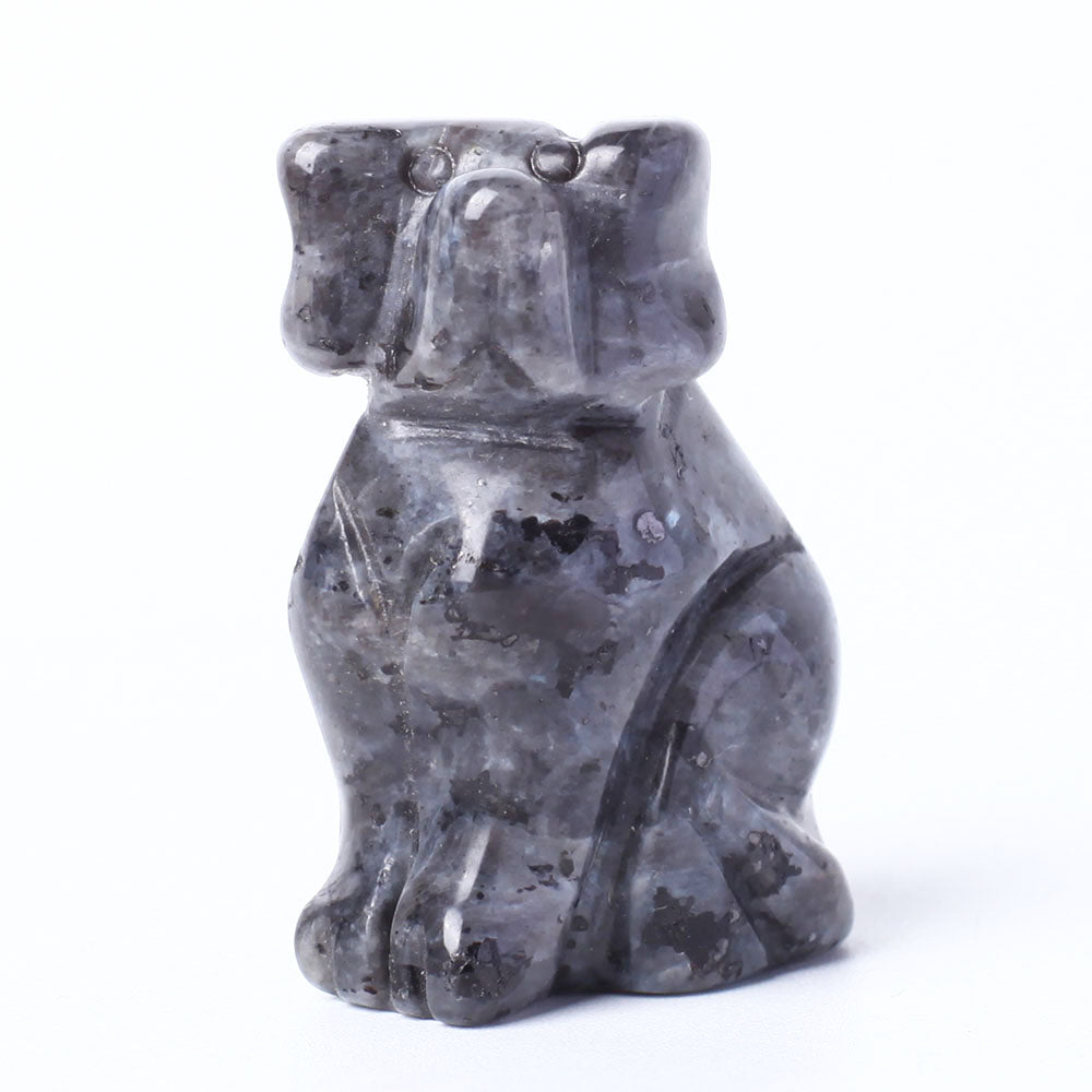 Hand Carved Polished Crystal Dog Figurine 1.5 Inch