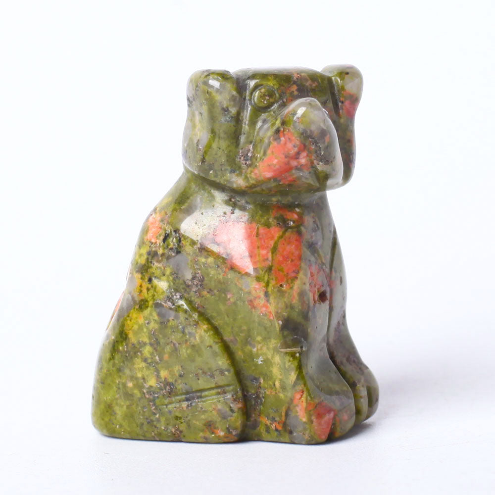 Hand Carved Polished Crystal Dog Figurine 1.5 Inch