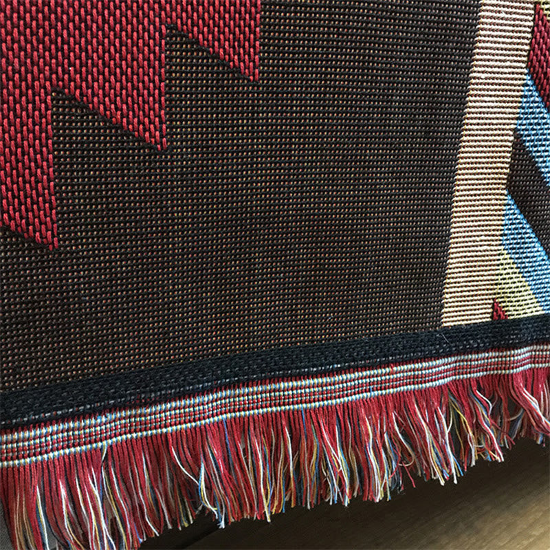 Hand-Dyed Tibetan Geometric Blanket | Zen Decor Comfort