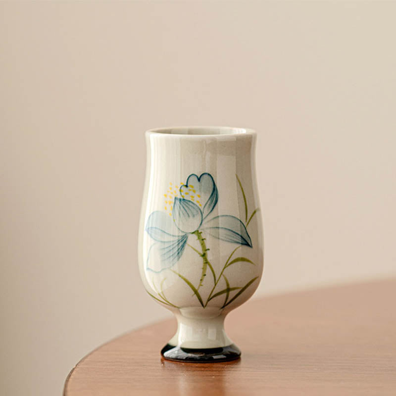 Hand Painted Lotus Ceramic Teacup 70ml | Kung Fu Tea