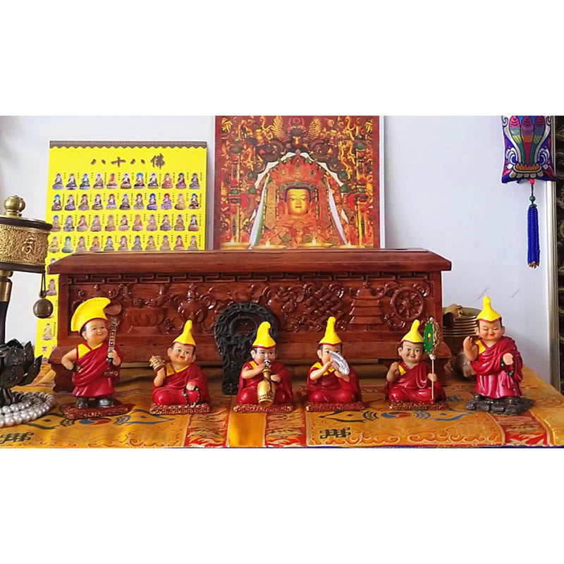 Hand Painted Tibetan Lama Figures | Resin Spiritual Statues