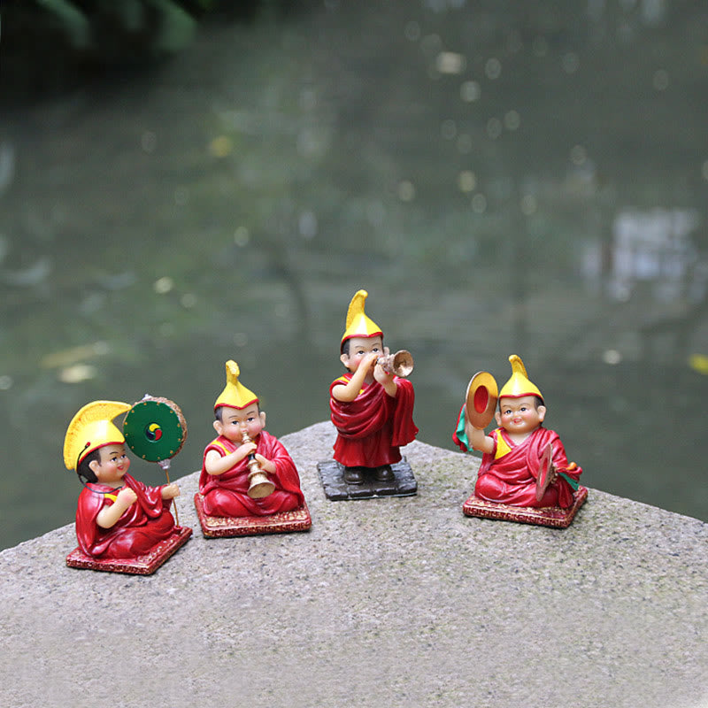 Hand Painted Tibetan Lama Figures | Resin Spiritual Statues