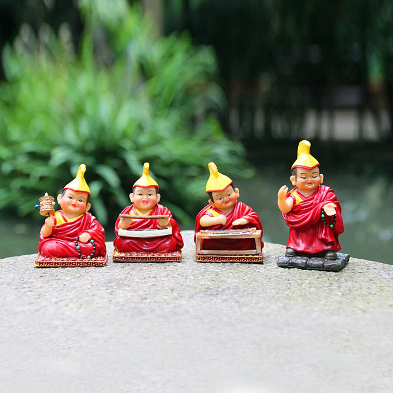 Hand Painted Tibetan Lama Figures | Resin Spiritual Statues