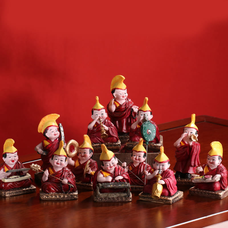 Hand Painted Tibetan Lama Figures | Resin Spiritual Statues