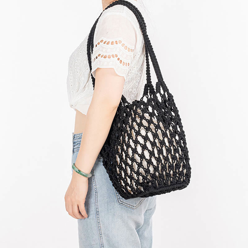Hand-Woven Cotton Thread Shoulder Bag for Yoga
