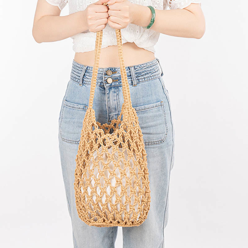 Hand-Woven Cotton Thread Shoulder Bag for Yoga