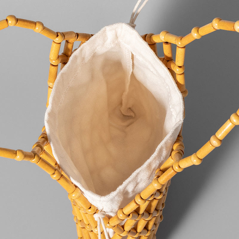 Hand-woven Mesh Hollow Wooden Beads Bag | Spiritual Jewelry