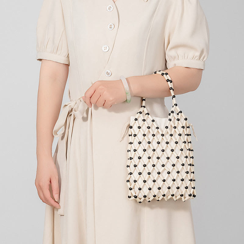 Hand-woven Mesh Hollow Wooden Beads Bag | Spiritual Jewelry
