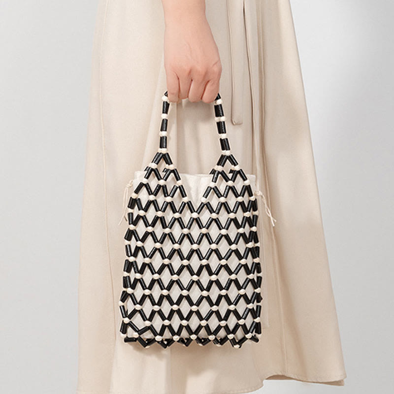 Hand-woven Mesh Hollow Wooden Beads Bag | Spiritual Jewelry