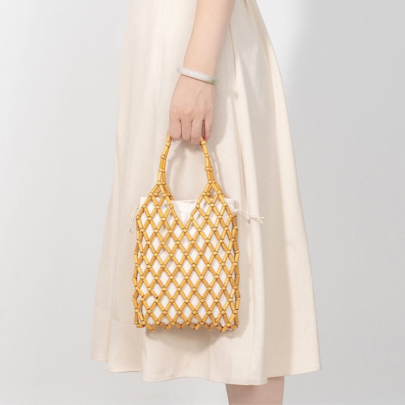 Hand-woven Mesh Hollow Wooden Beads Bag | Spiritual Jewelry