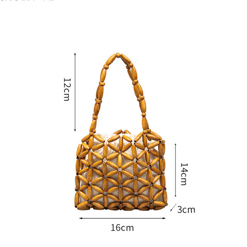 Hand-woven Mini Wooden Beads Spiritual Jewelry Bag