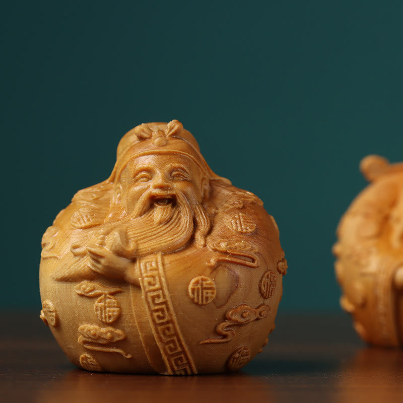 Handcrafted Feng Shui Mini Three Stars Wood Prosperity Decoration