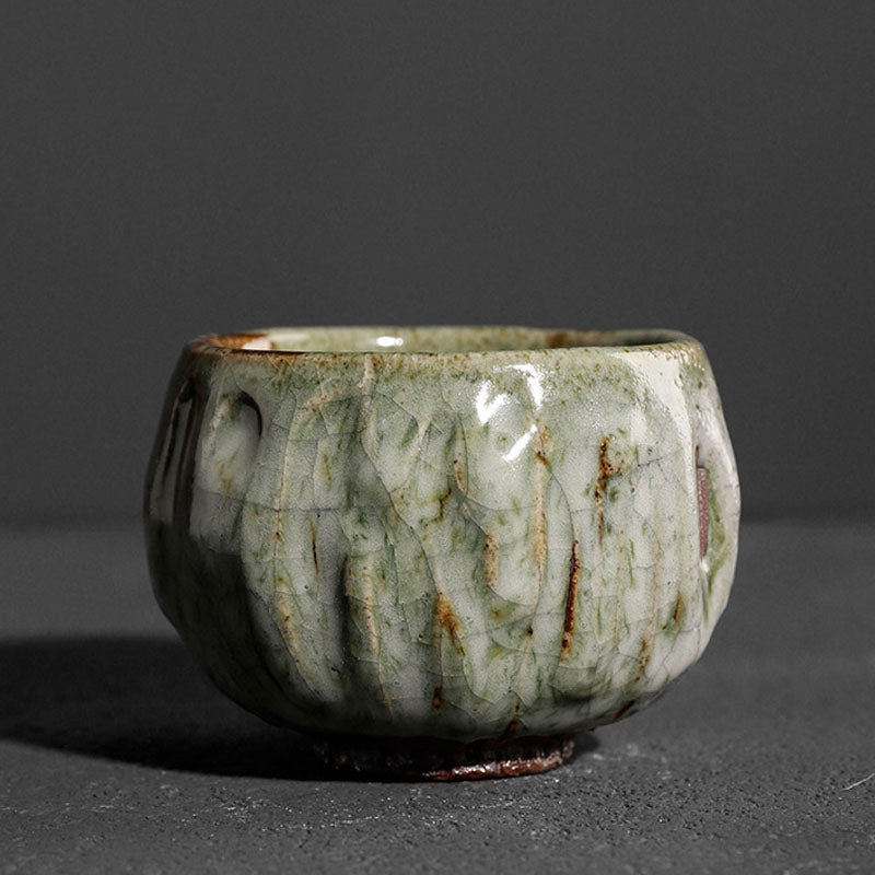 Handcrafted Jianzhan Ceramic Teacup 110ml with Cracked Ice Texture