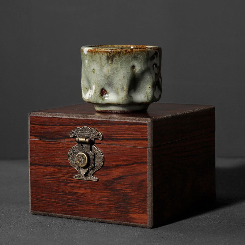 Handcrafted Jianzhan Ceramic Teacup 110ml with Cracked Ice Texture