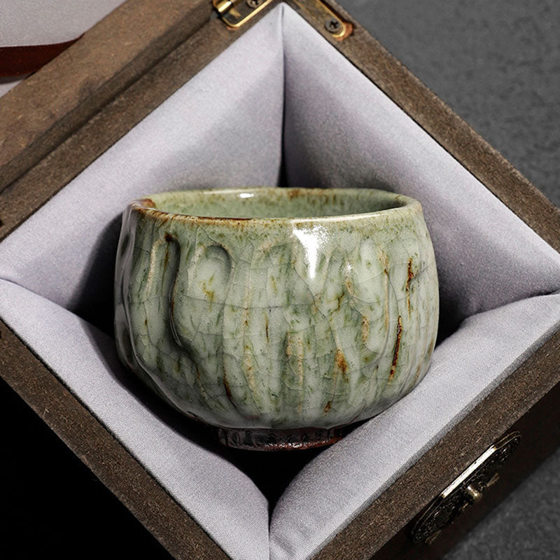 Handcrafted Jianzhan Ceramic Teacup 110ml with Cracked Ice Texture