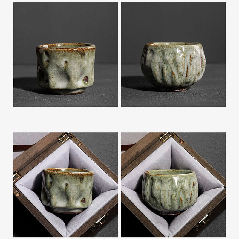 Handcrafted Jianzhan Ceramic Teacup 110ml with Cracked Ice Texture