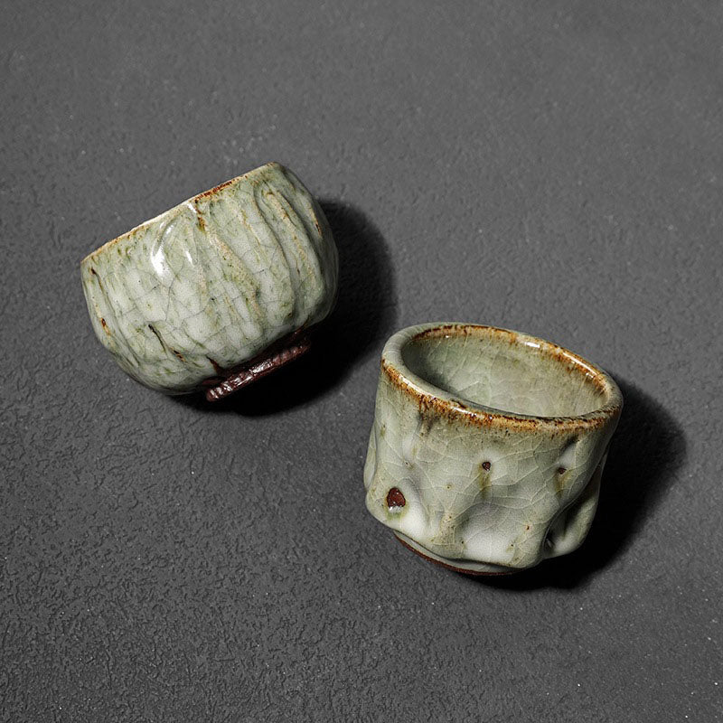 Handcrafted Jianzhan Ceramic Teacup 110ml with Cracked Ice Texture