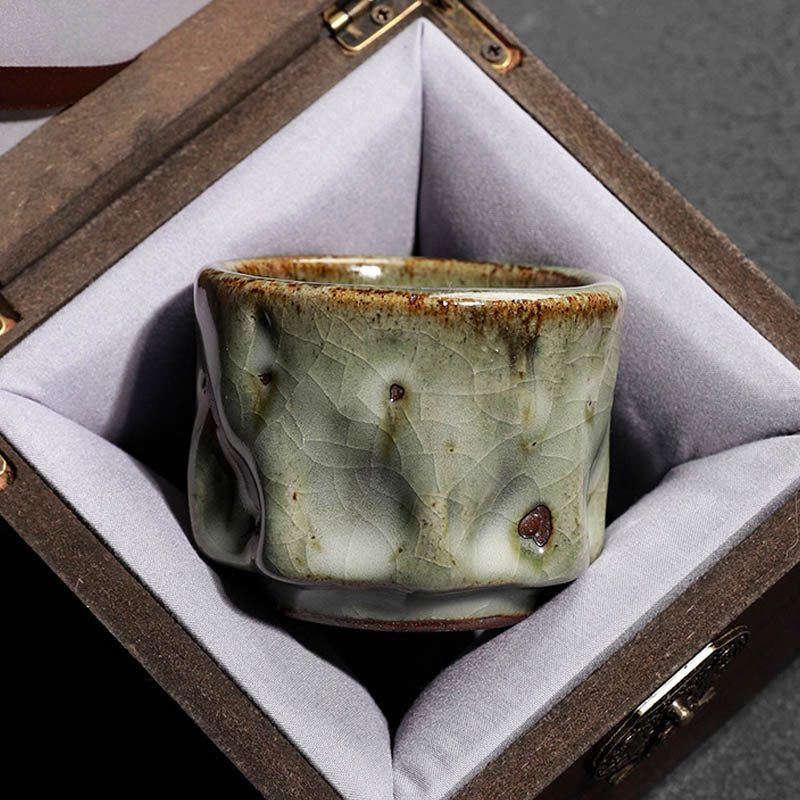 Handcrafted Jianzhan Ceramic Teacup 110ml with Cracked Ice Texture