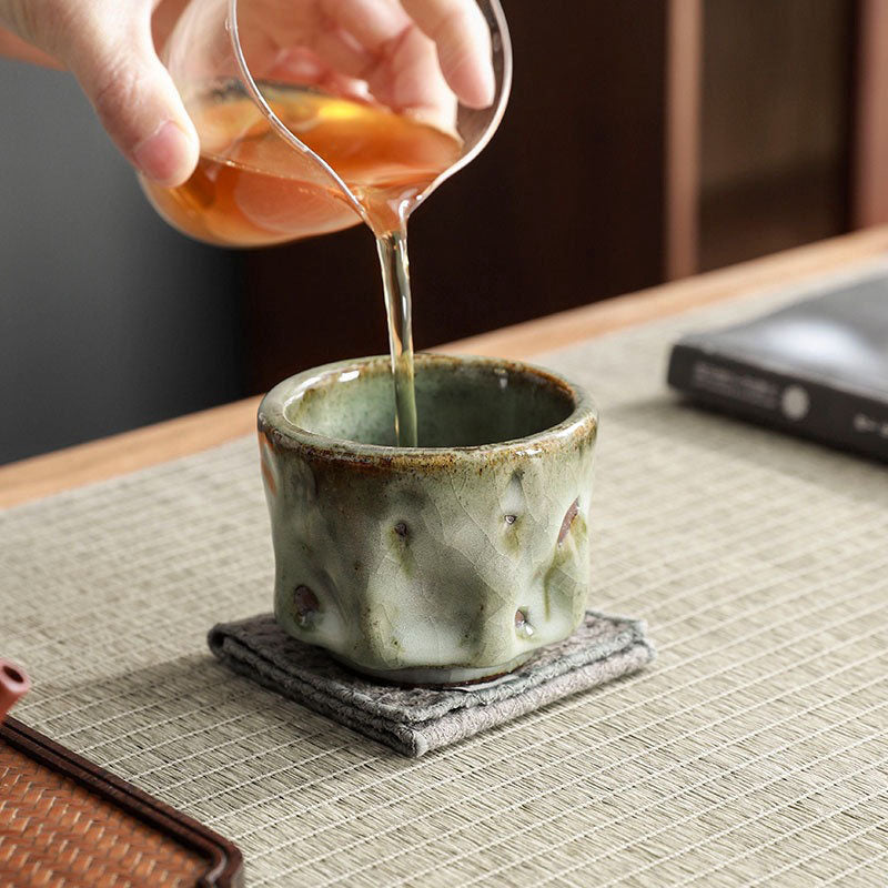 Handcrafted Jianzhan Ceramic Teacup 110ml with Cracked Ice Texture
