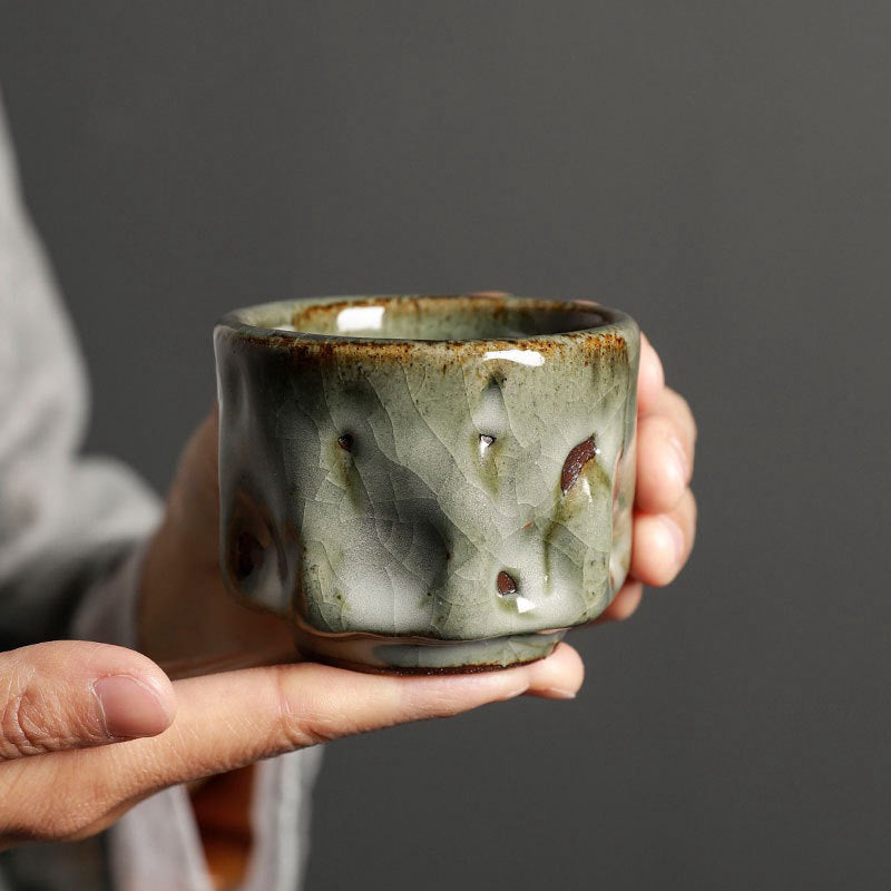 Handcrafted Jianzhan Ceramic Teacup 110ml with Cracked Ice Texture