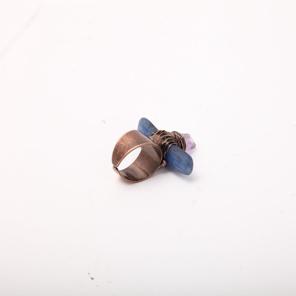 Handmade Amethyst Kyanite Adjustable Ring