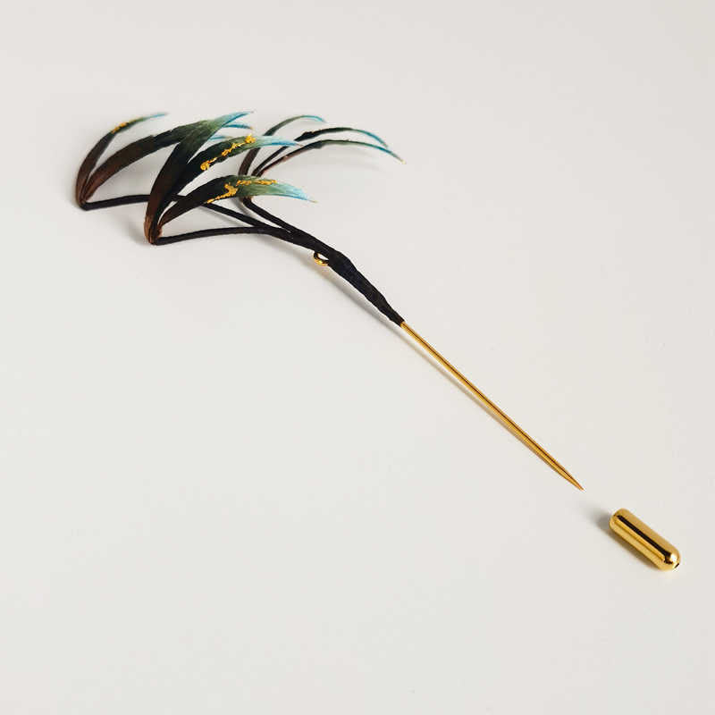 Handmade Bamboo Leaves Velvet Flower Brooch