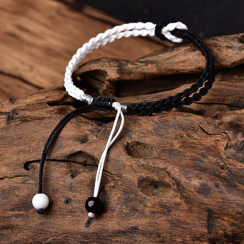 Handmade Black White Rope Braided Red String Bracelet for Protection