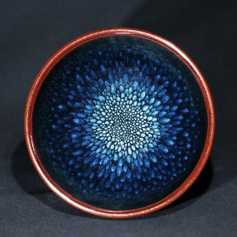 Handmade Blue Francolinus Spot Jianzhan Ceramic Tea Cup 110ml