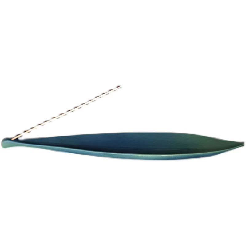 Handmade Ceramic Willow Leaf Incense Burner for Healing
