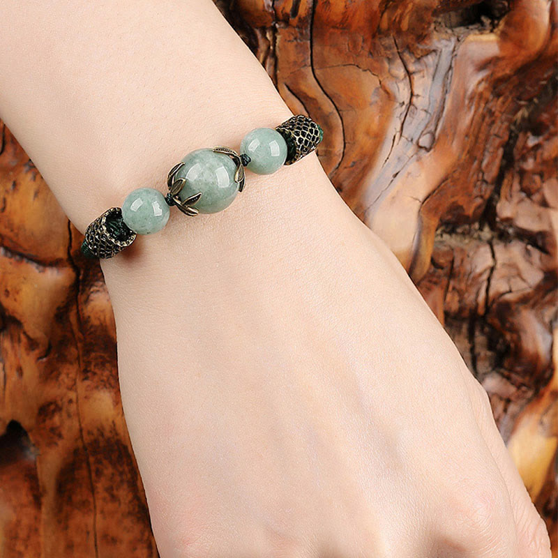 Handmade Green Jade Luck Bracelet | Prosperity & Wellness