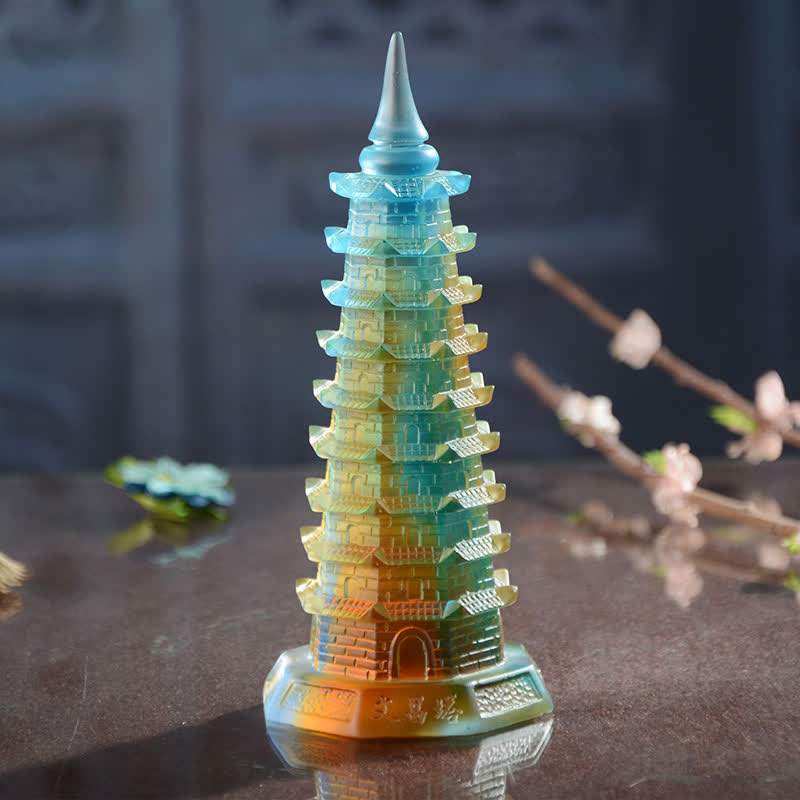 Handmade Liuli Crystal Feng Shui Pagoda Tower Small