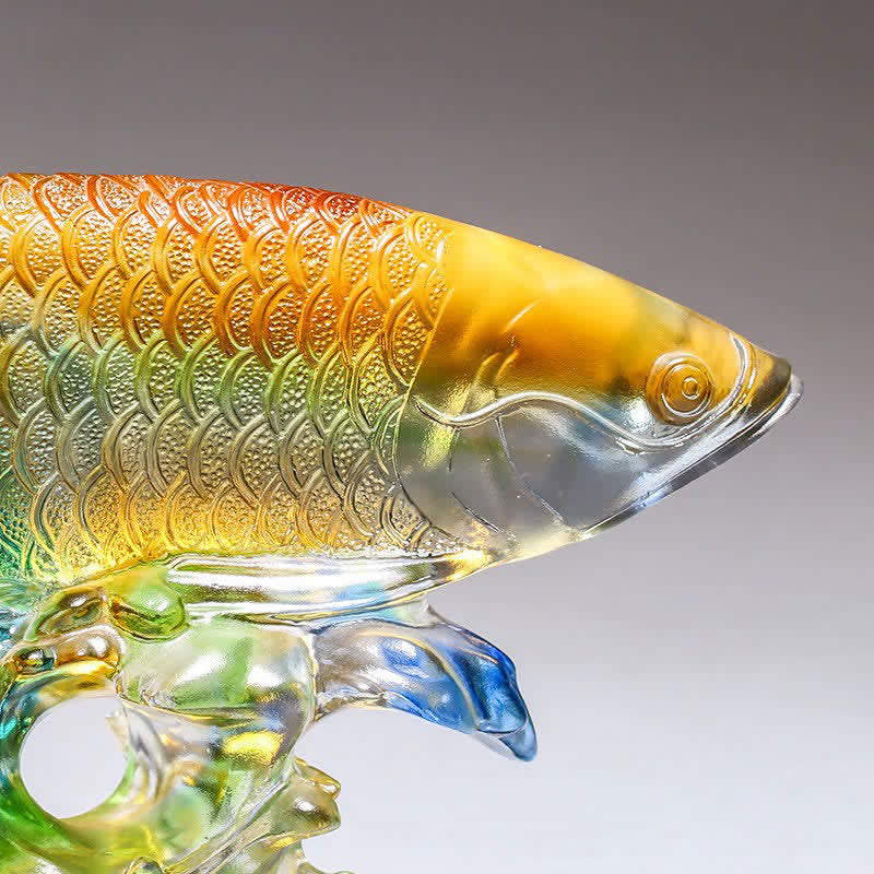 Handmade Liuli Crystal Koi Fish Feng Shui Decor