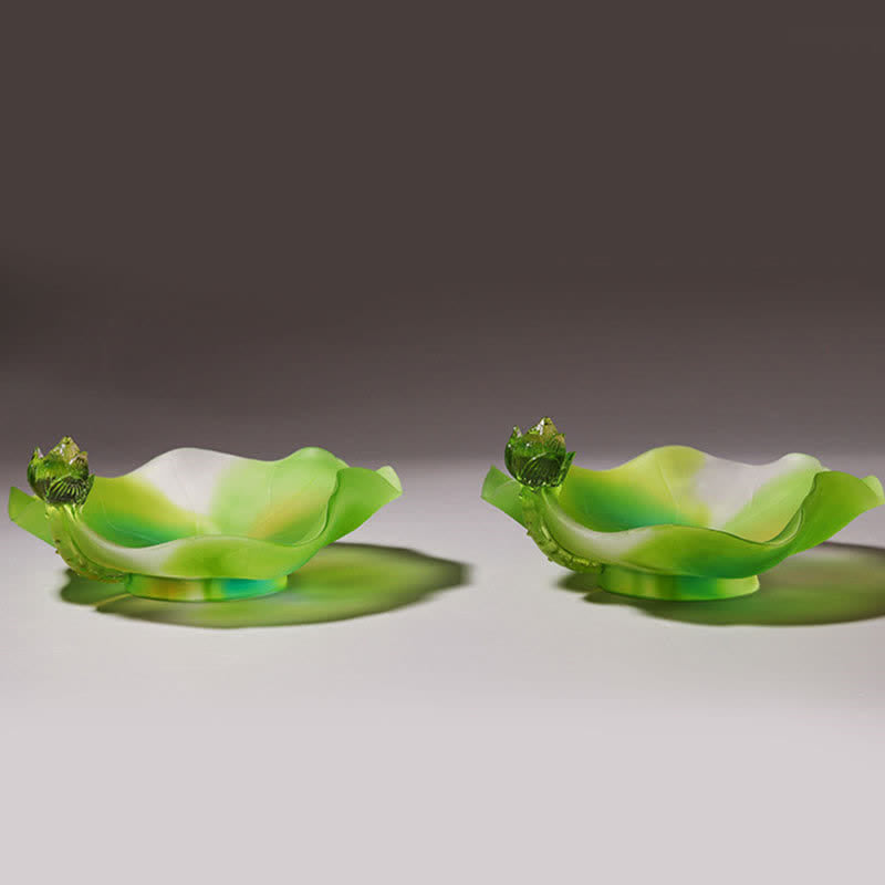 Handmade Liuli Feng Shui Lotus Crystal Art Piece