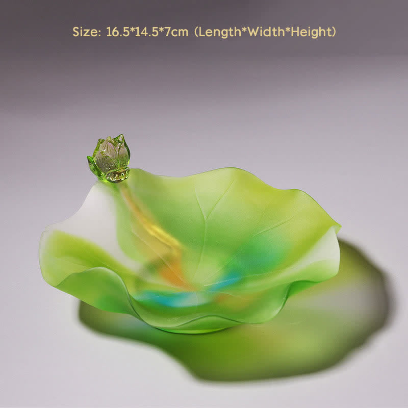 Handmade Liuli Feng Shui Lotus Crystal Art Piece