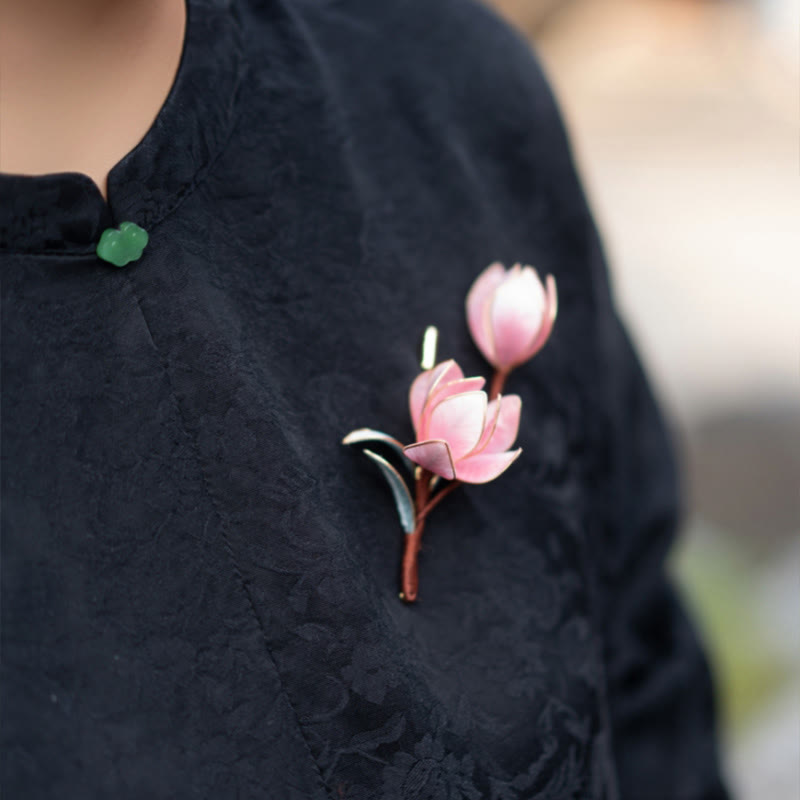 Handmade Purple Magnolia Hairpin Yangzhou Silk Flower