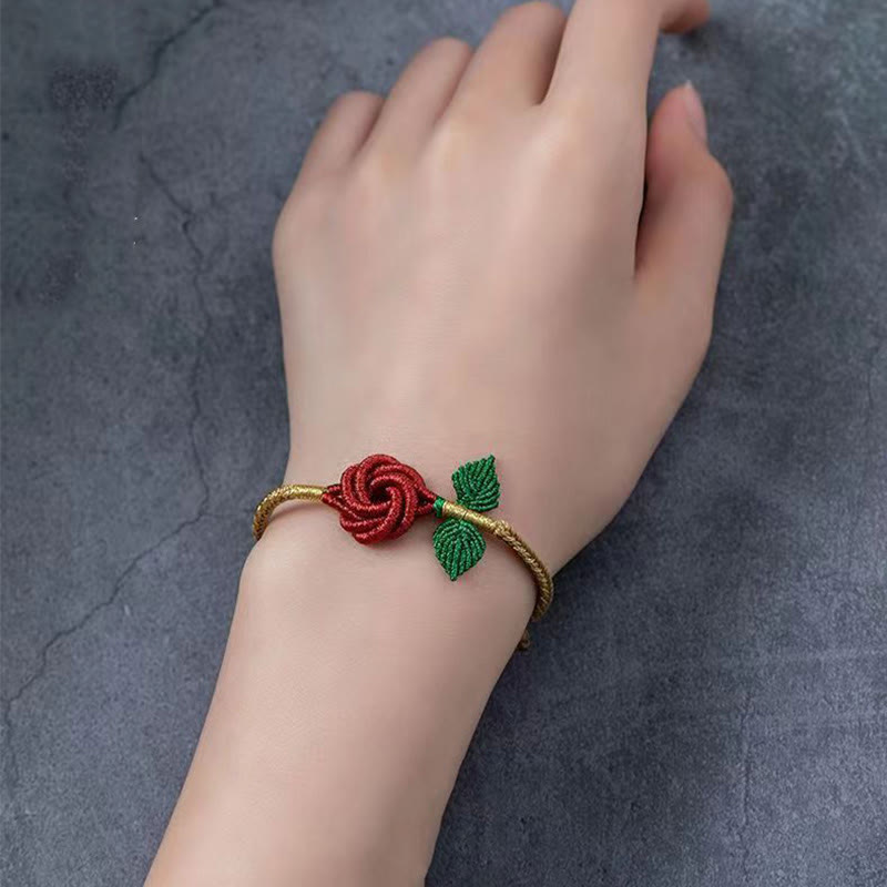 Handmade Red String Bracelet with Eight Thread Peace Knot for Luck