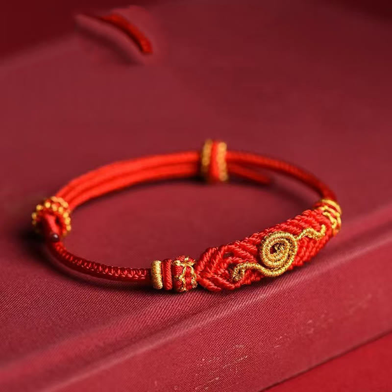 Handmade Red String Eight Thread Peace Knot Snake Year Bracelet