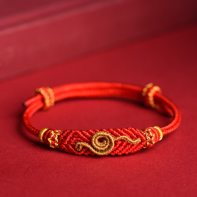 Handmade Red String Eight Thread Peace Knot Snake Year Bracelet