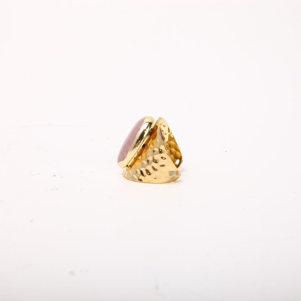 Handmade Rose Quartz Crystal Adjustable Ring