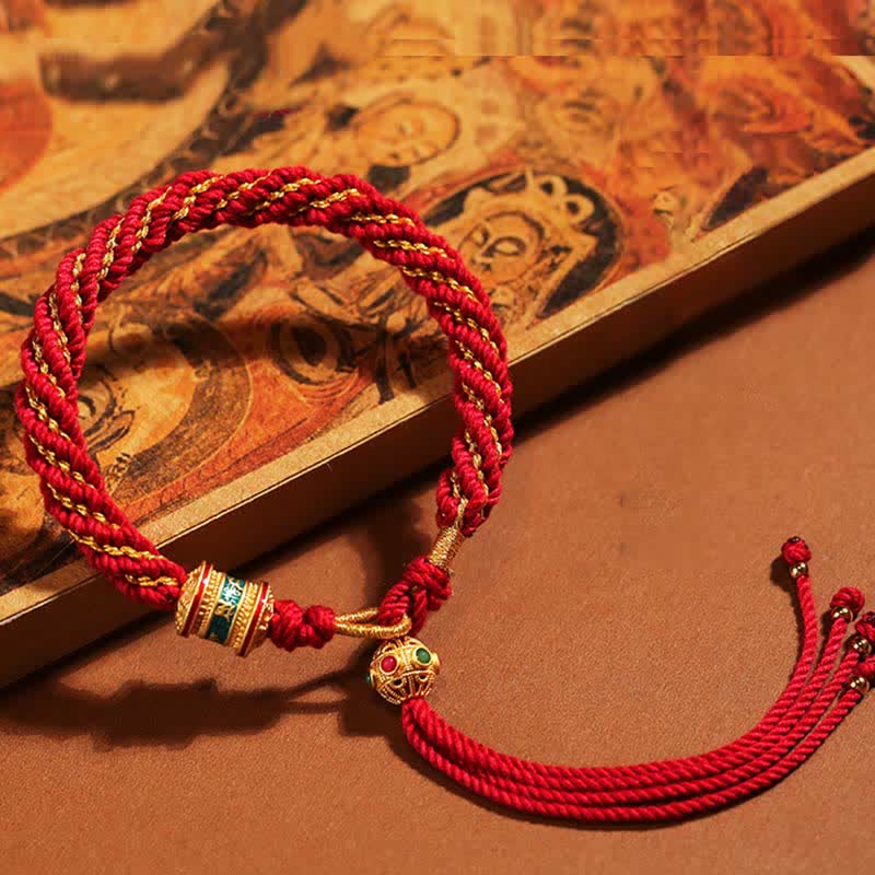 Handmade Tibetan Red String Bracelet for Luck and Protection