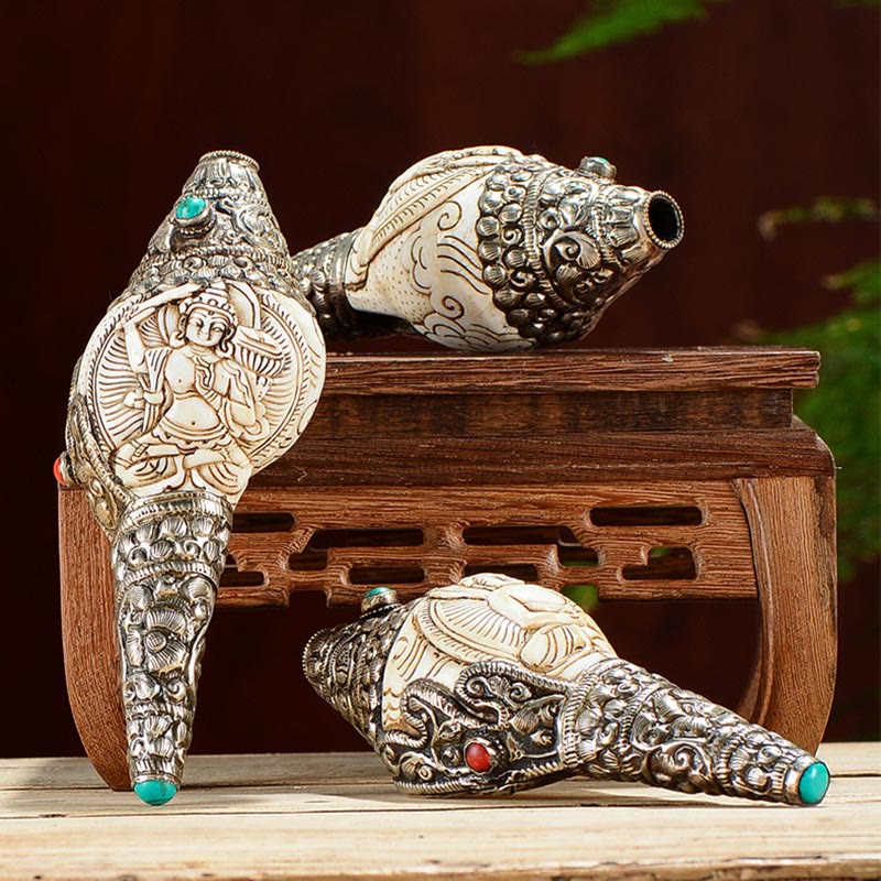 Handmade Tibetan Shankha Conch Shell Decoration for Wealth