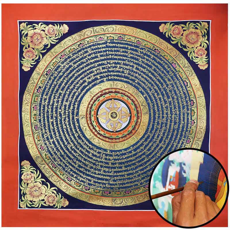 Handmade Tibetan Thangka Painting Decoration 26x26cm Random Pattern