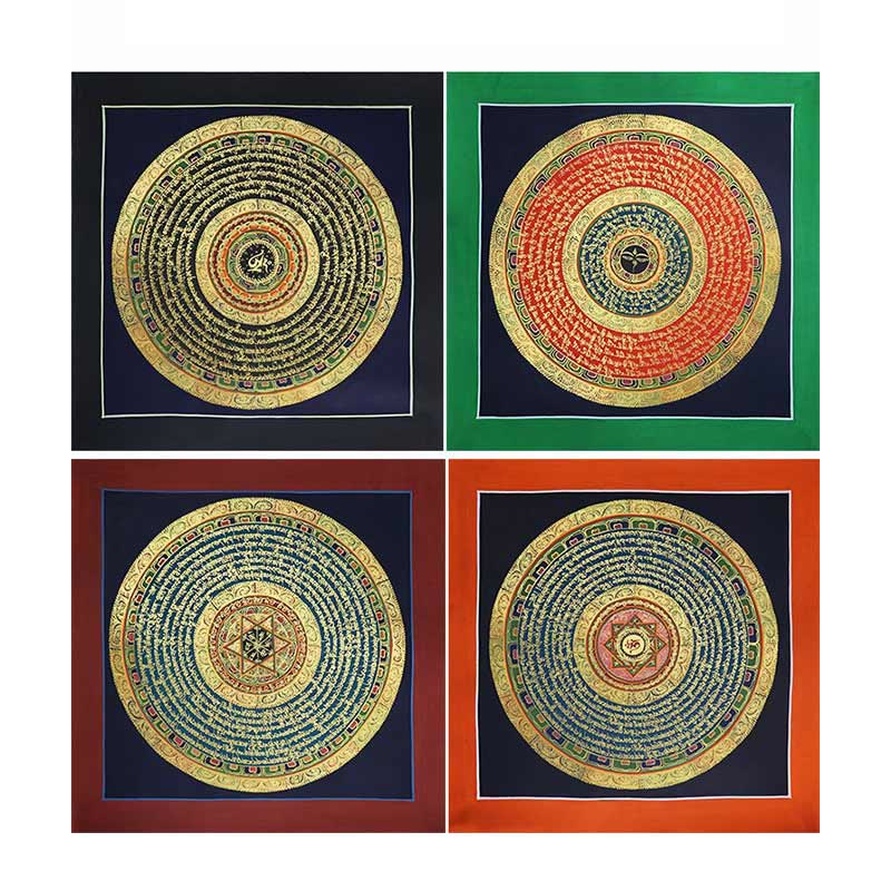 Handmade Tibetan Thangka Painting Decoration 26x26cm Random Pattern