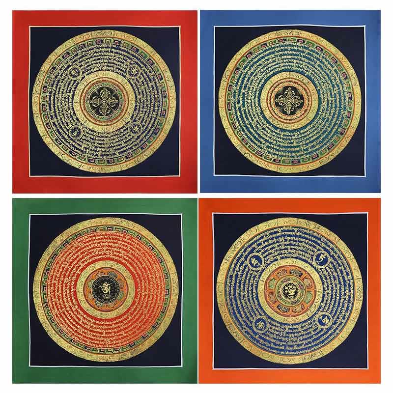 Handmade Tibetan Thangka Painting Decoration 26x26cm Random Pattern