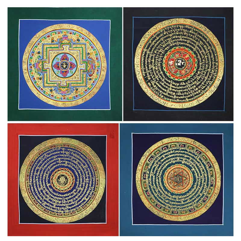 Handmade Tibetan Thangka Painting Decoration 26x26cm Random Pattern