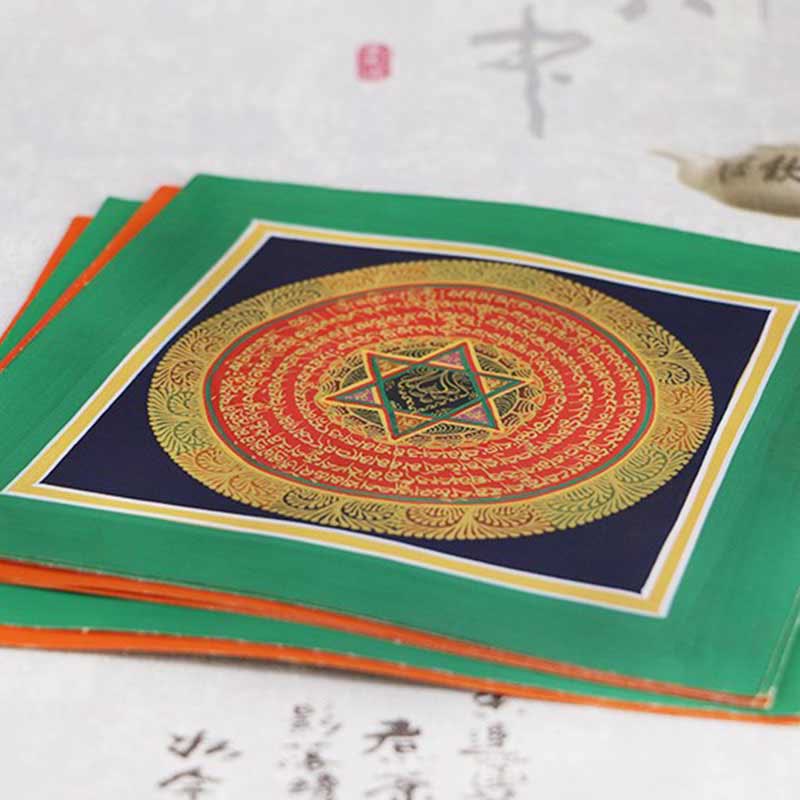 Handmade Tibetan Thangka Painting Decoration 26x26cm Random Pattern