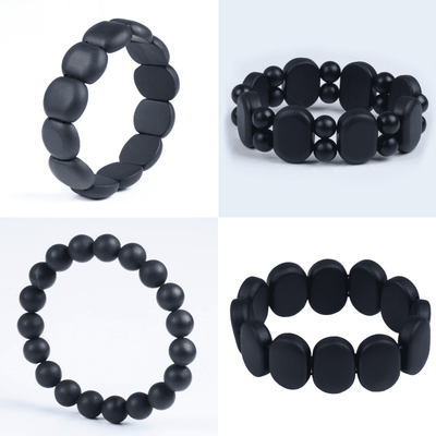 Natural Black Bian Stone Bracelet - Elegant Gem Jewelry