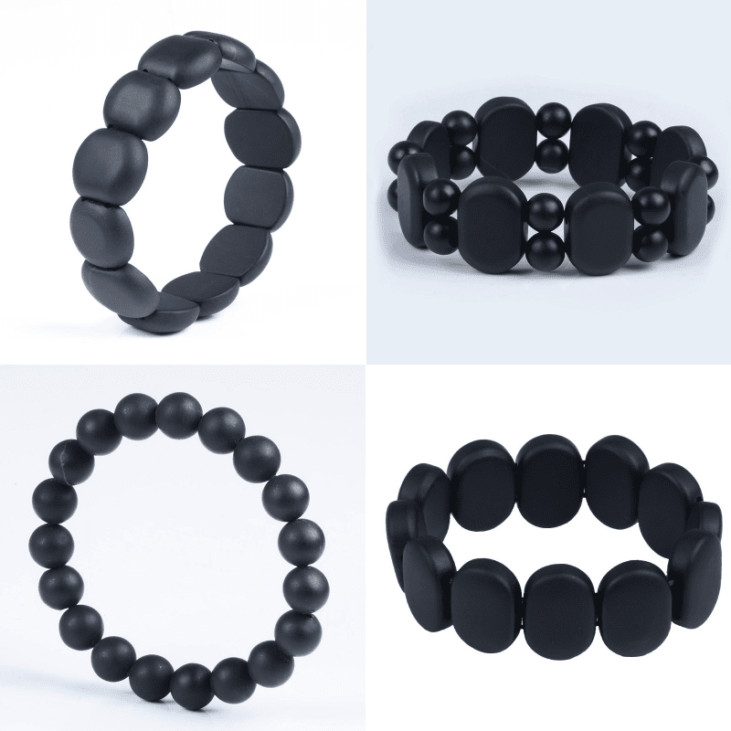 Natural Black Bian Stone Bracelet - Elegant Gem Jewelry